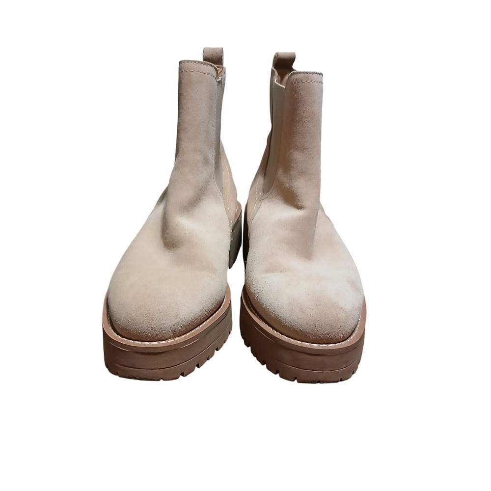 Sam Edelman Justina Beige Suede Platform‎ Chelsea Ankle Boots Size 7.5M